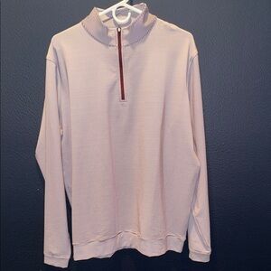 Peter Millar Maroon Micro Stripe Quarter Zip-Up Sweater - Large